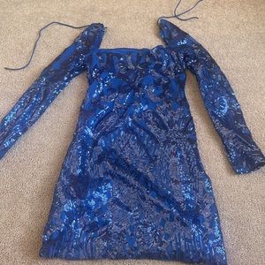 royal blue mini dress long sleeve (medium)
